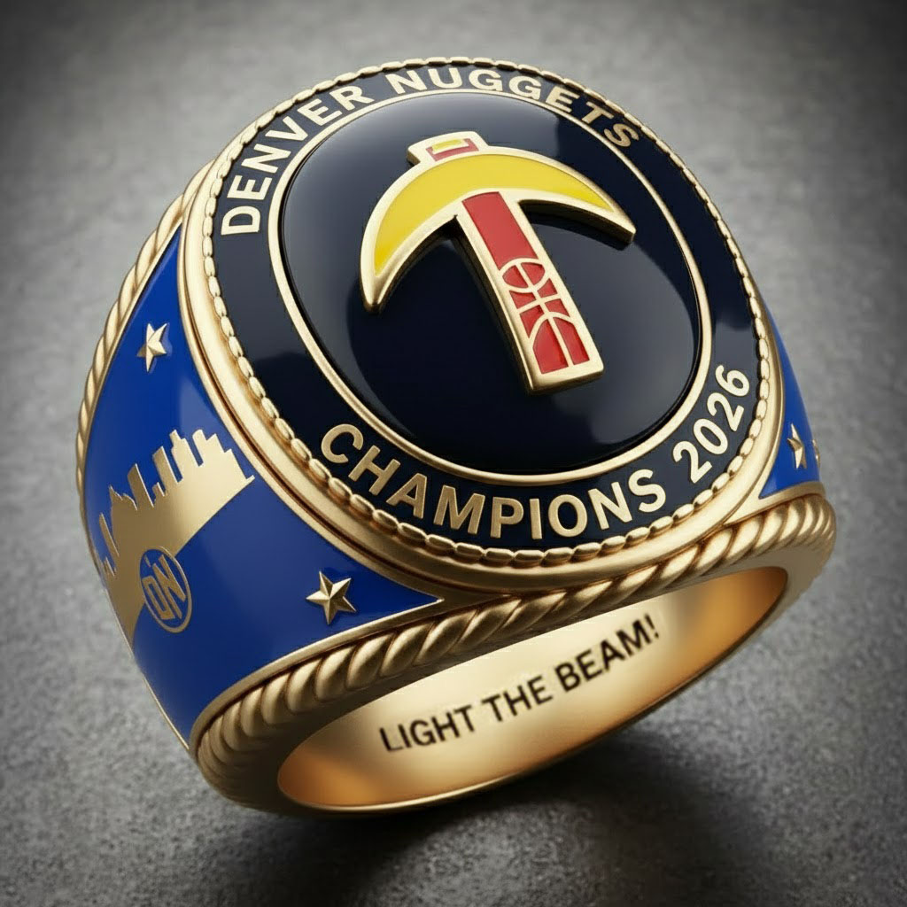 Denver Nuggets Themed Pickaxe Emblem Championship Ring