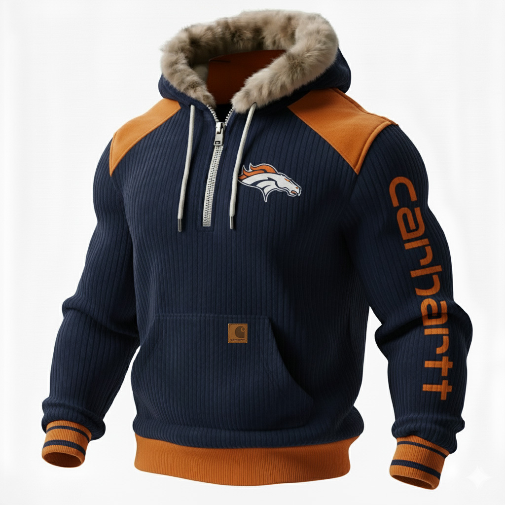 Carhartt ×Denver Broncos color matching comfort hoodie