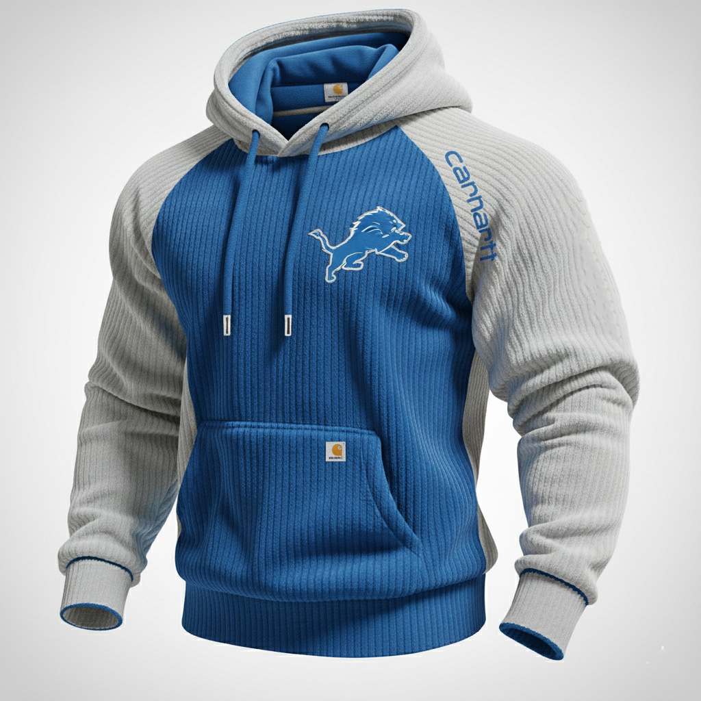 Carhartt ×Detroit Lions color matching fashion comfort hoodie