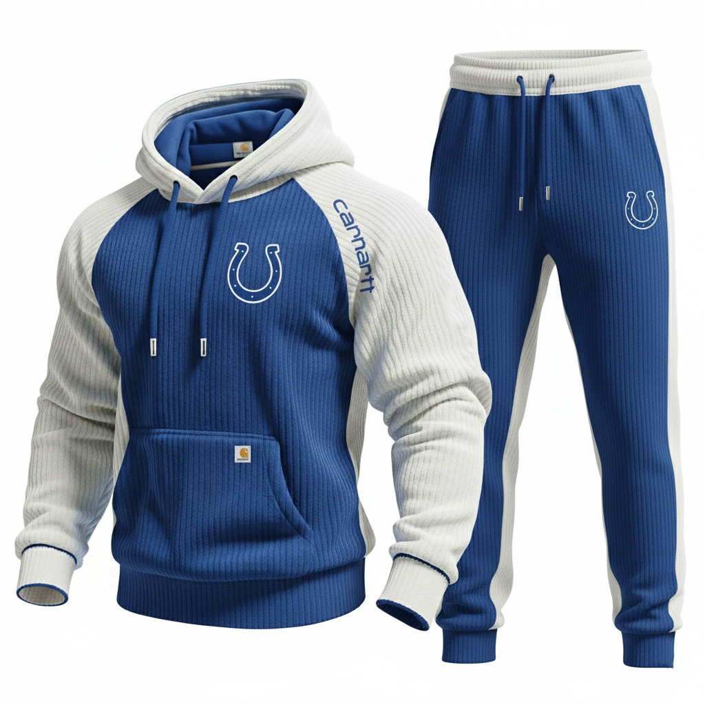 Athleisure Ribbed Knit Contrast Sleeve Graphic Jogger Set