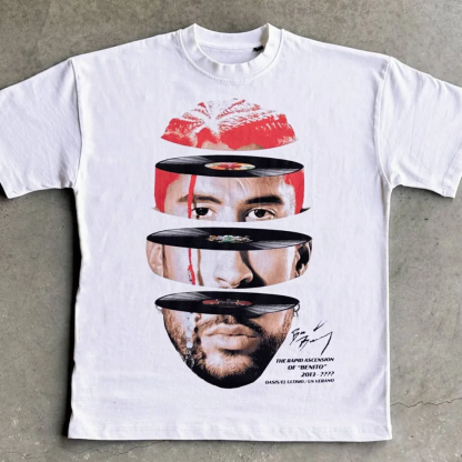 Casual street rapper printed T-shirt