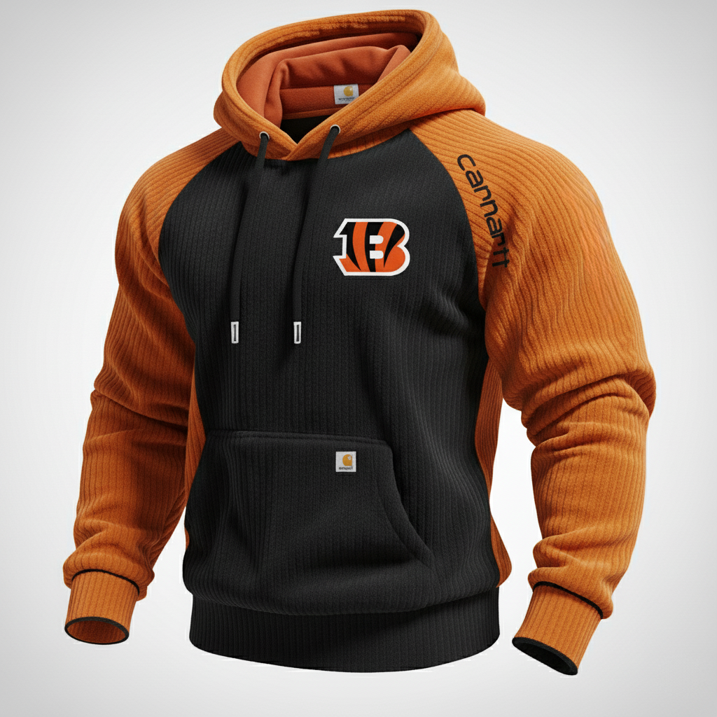 Carhartt ×Cincinnati Bengals color matching fashion comfort hoodie