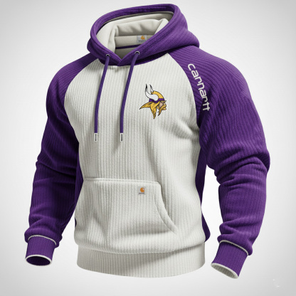 Carhartt ×Minnesota Vikings color matching fashion comfort hoodie
