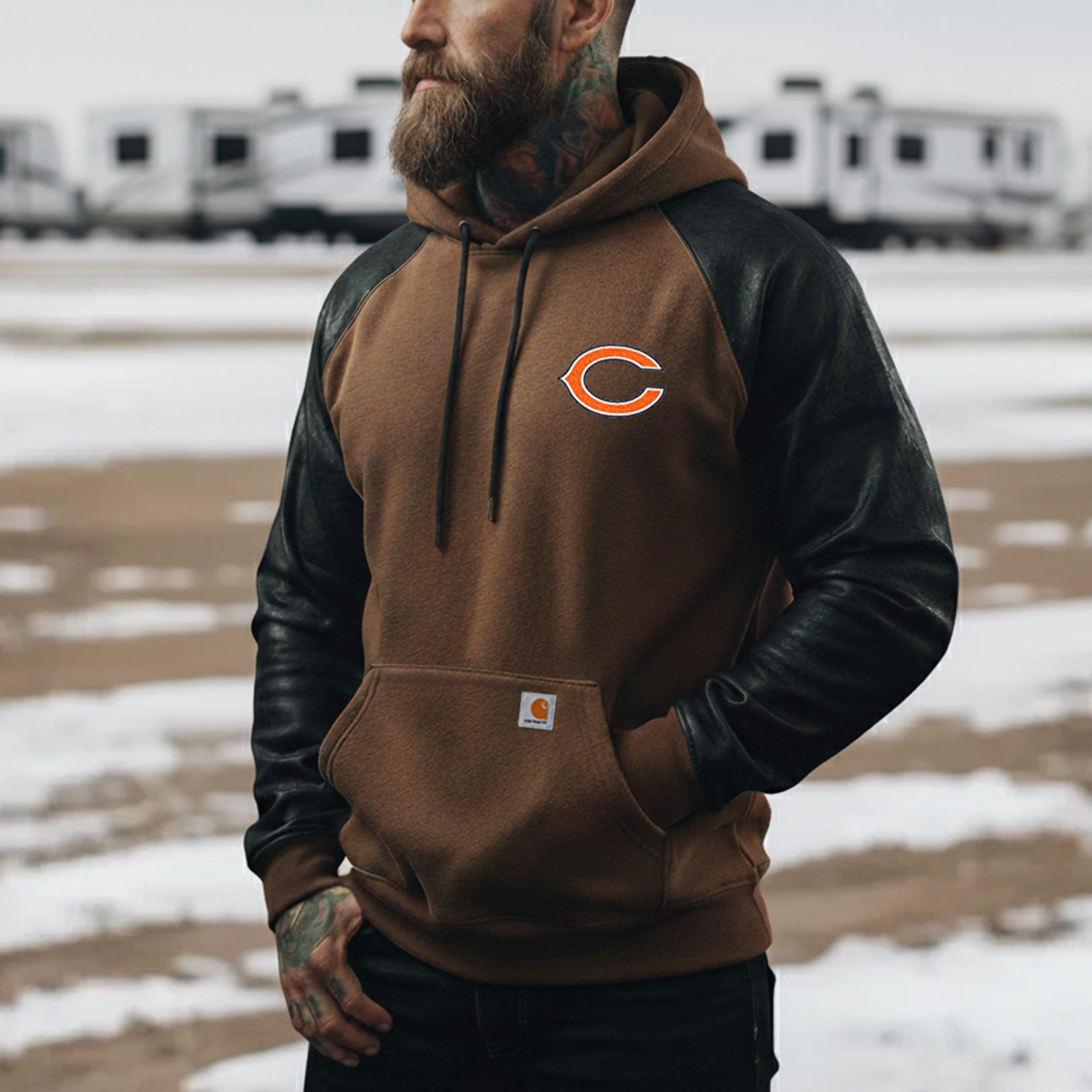 Carhartt&Chicago Bears collaboration fleece hoodie