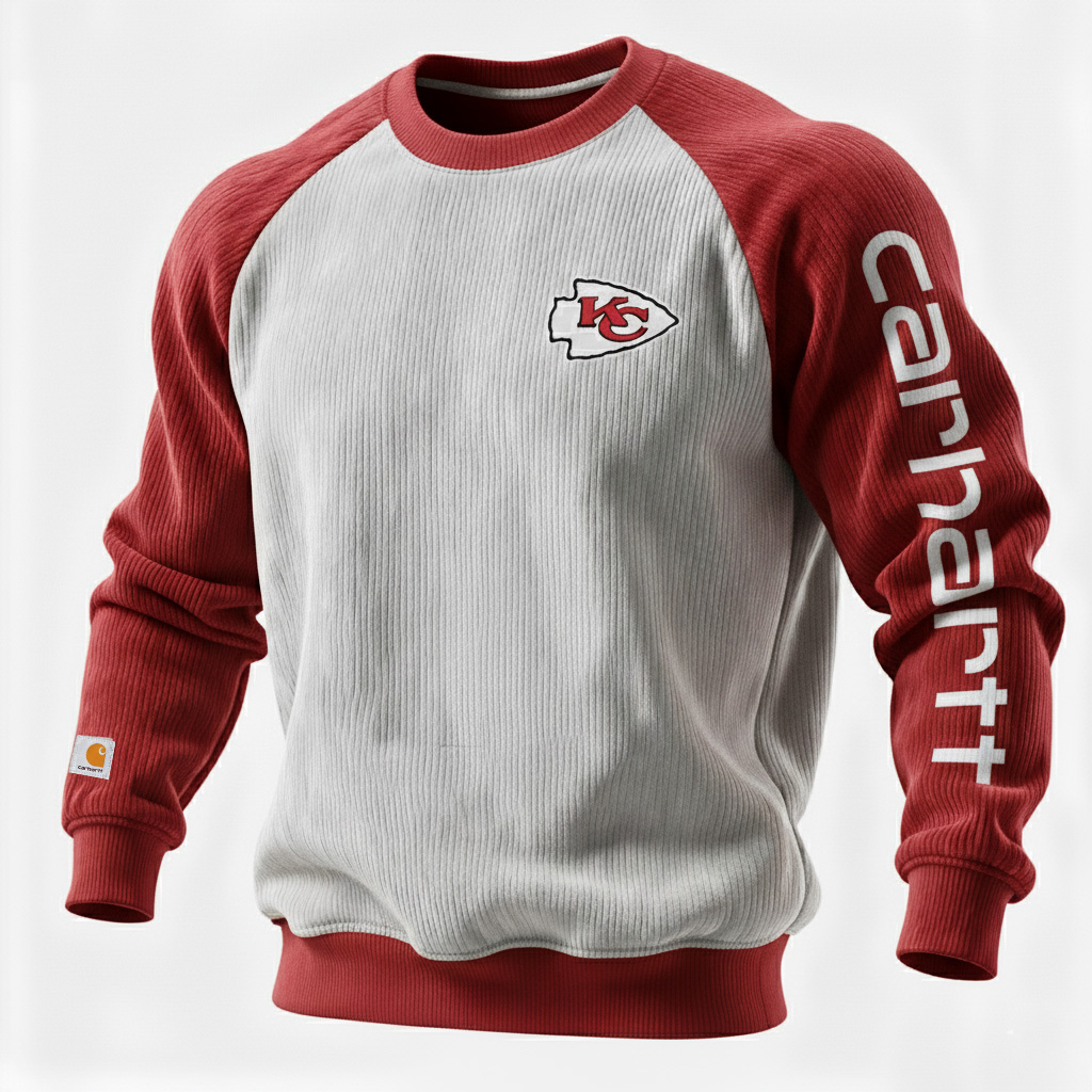 Carhartt ×Kansas City Chiefs color matching fashion hoodie