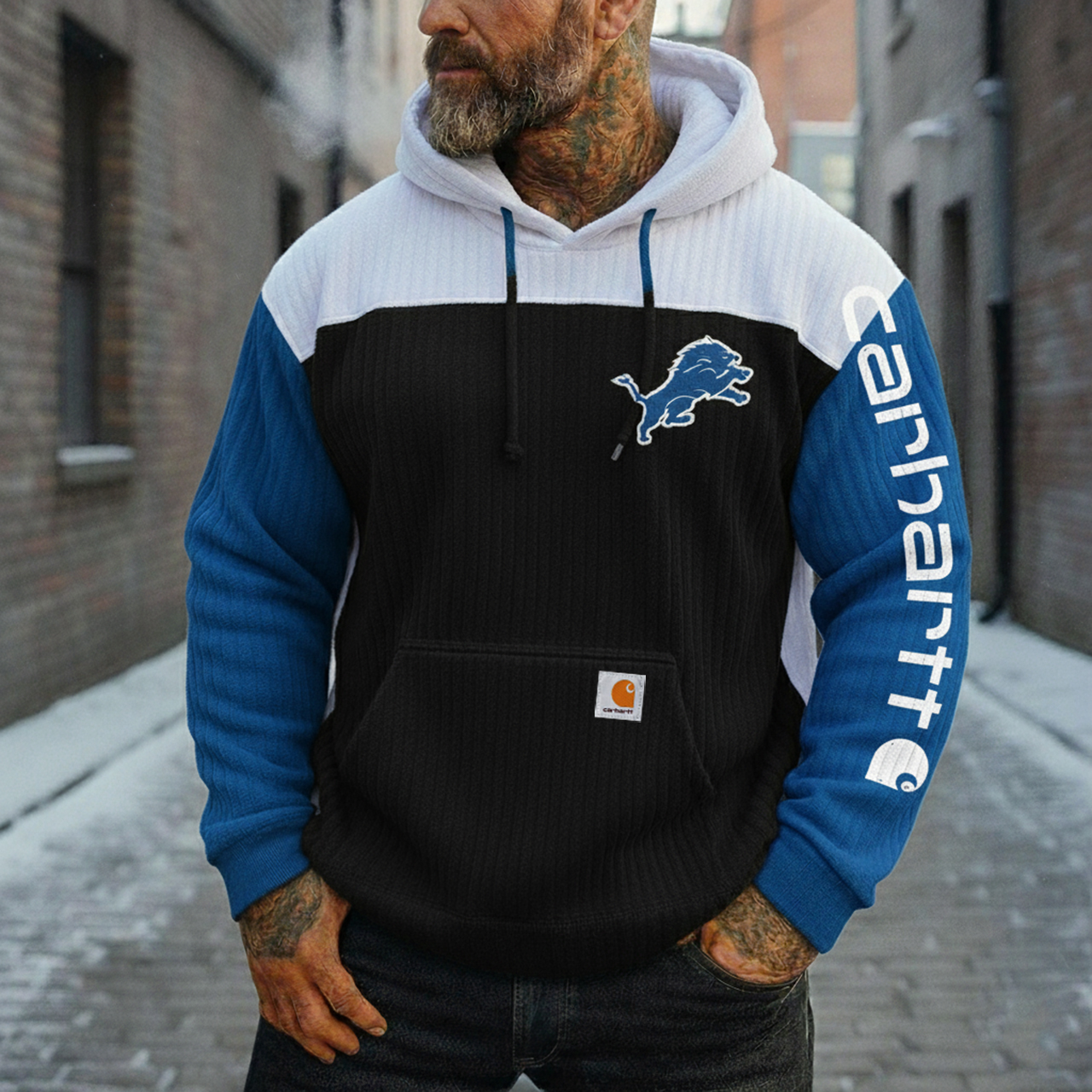 Vintage Honolulu Blue and Gray Corduroy Hoodie