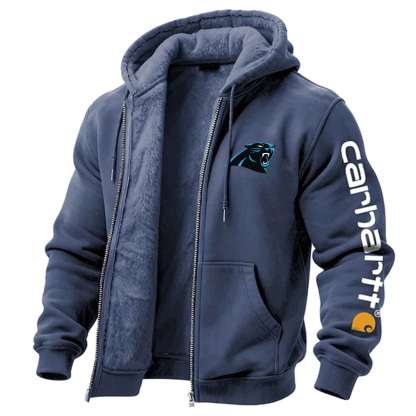 Carolina Panthers Men's Vintage Fleece Pocket Full Zip Long Sleeve Hoodie Jacket