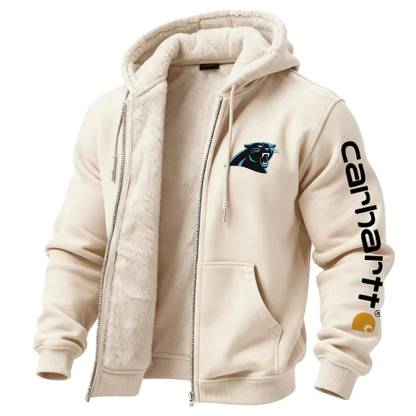 Carolina Panthers Men's Vintage Fleece Pocket Full Zip Long Sleeve Hoodie Jacket