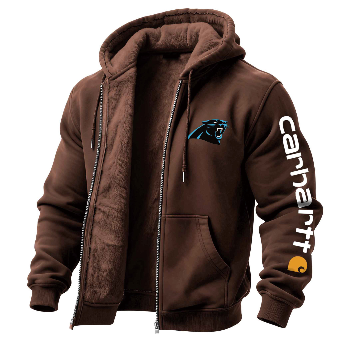 Carolina Panthers Men's Vintage Fleece Pocket Full Zip Long Sleeve Hoodie Jacket