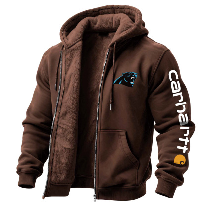 Carolina Panthers Men's Vintage Fleece Pocket Full Zip Long Sleeve Hoodie Jacket