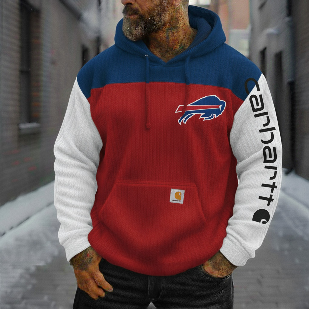 Red White Blue Colorblock Fleece Hoodie