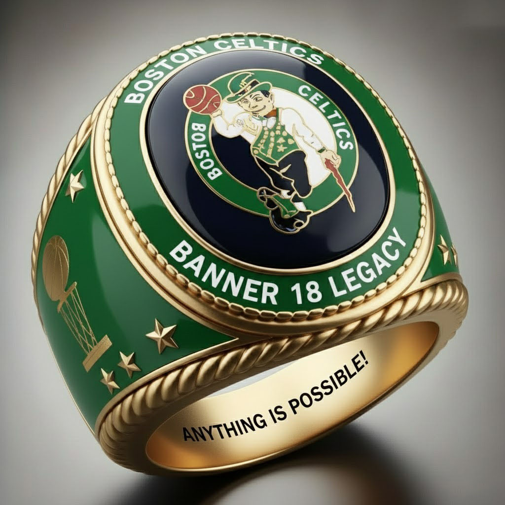 Boston Celtics Leprechaun Mascot Style Legacy Championship Ring