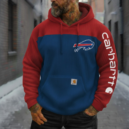 Red White Blue Colorblock Fleece Hoodie