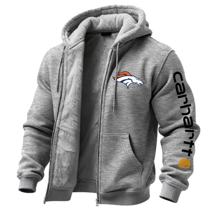 Denver Broncos Men's Vintage Fleece Pocket Full Zip Long Sleeve Hoodie Jacket
