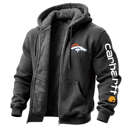 Denver Broncos Men's Vintage Fleece Pocket Full Zip Long Sleeve Hoodie Jacket