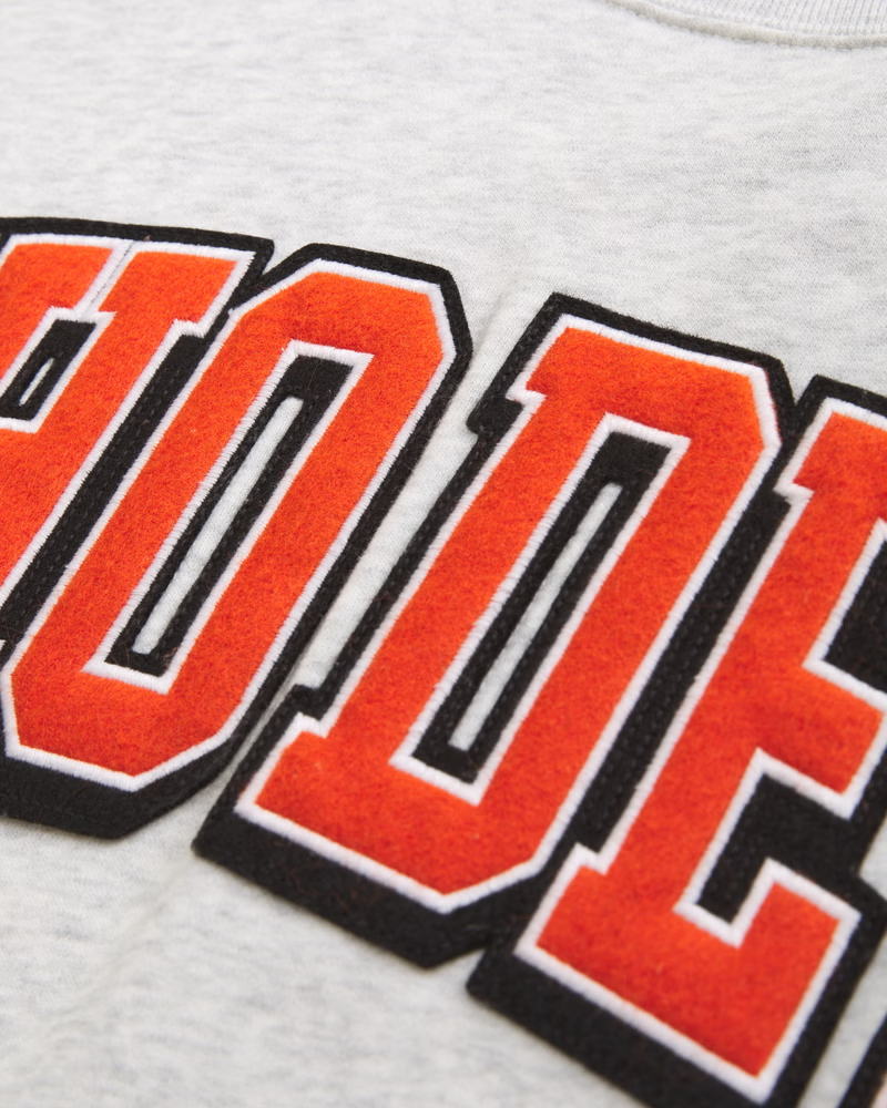 Female fans football team grey heat Graphic Oversized Sunday Crew