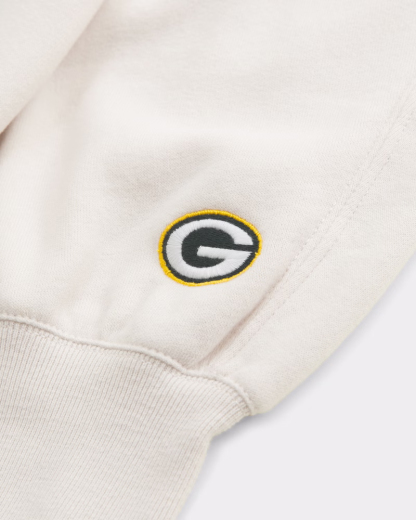 Female fans beige football team embroidery Graphic Oversized Sunday Crew