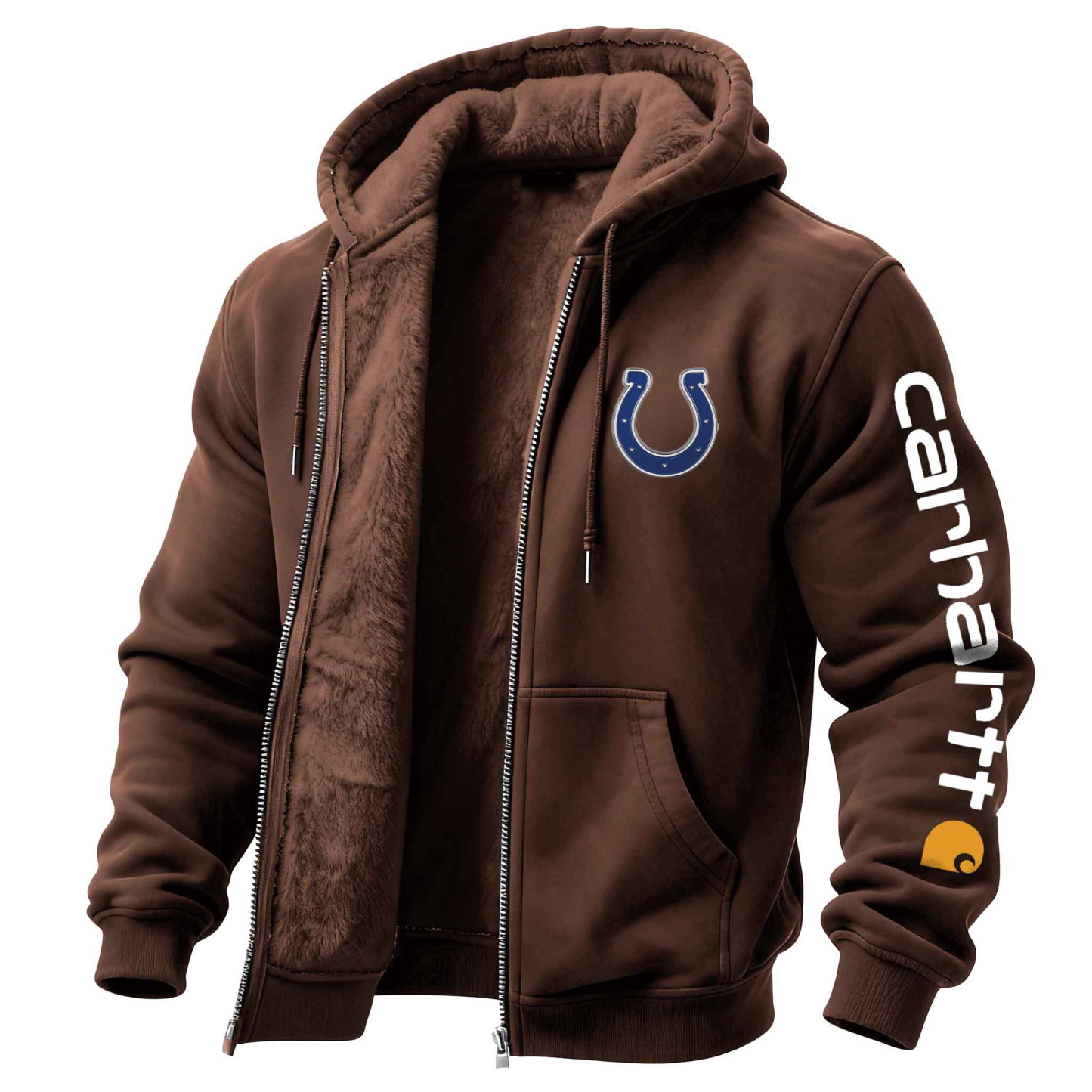 Indianapolis Colts Men's Vintage Fleece Pocket Full Zip Long Sleeve Hoodie Jacket