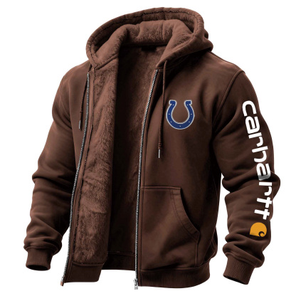 Indianapolis Colts Men's Vintage Fleece Pocket Full Zip Long Sleeve Hoodie Jacket