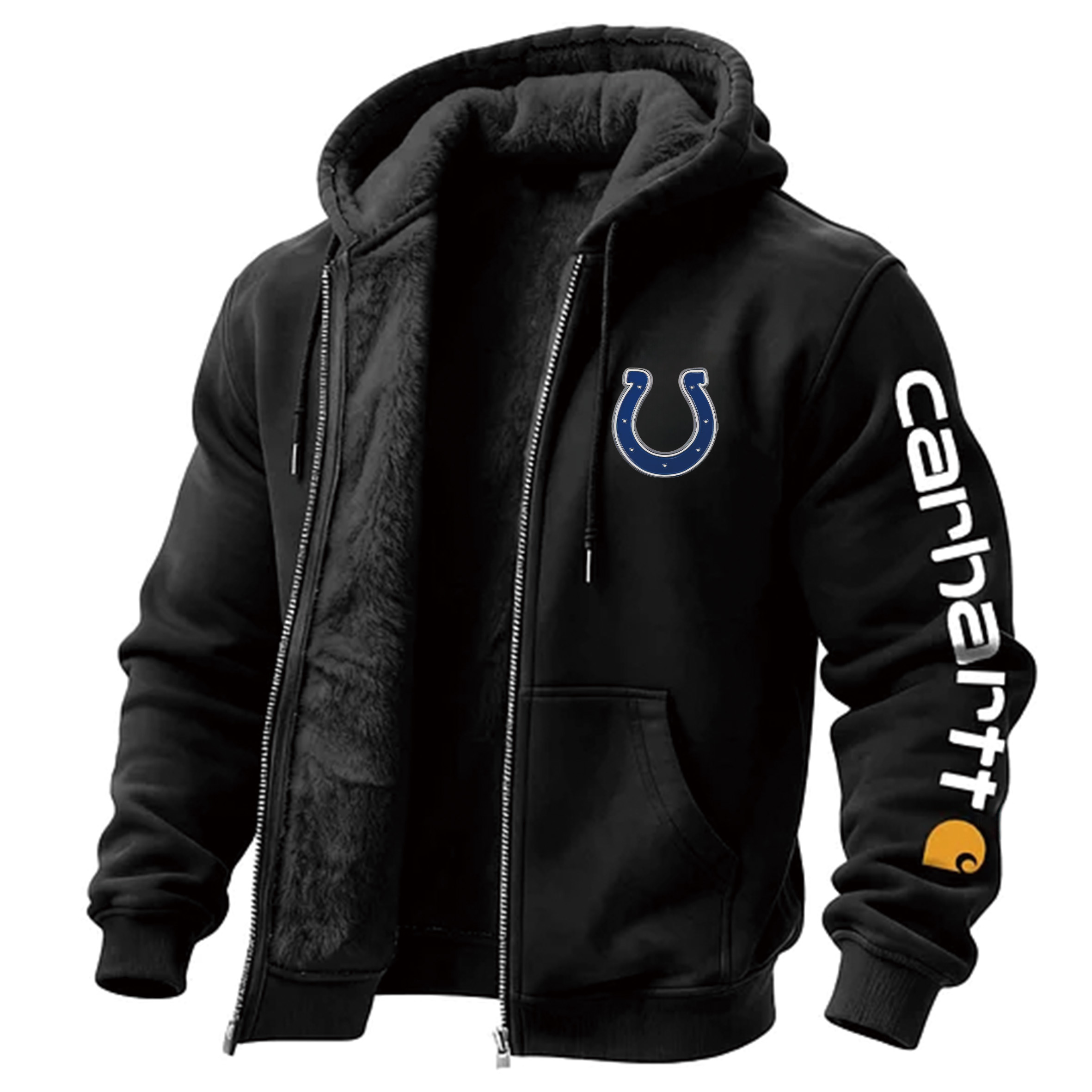 Indianapolis Colts Men's Vintage Fleece Pocket Full Zip Long Sleeve Hoodie Jacket
