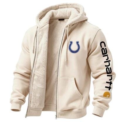 Indianapolis Colts Men's Vintage Fleece Pocket Full Zip Long Sleeve Hoodie Jacket