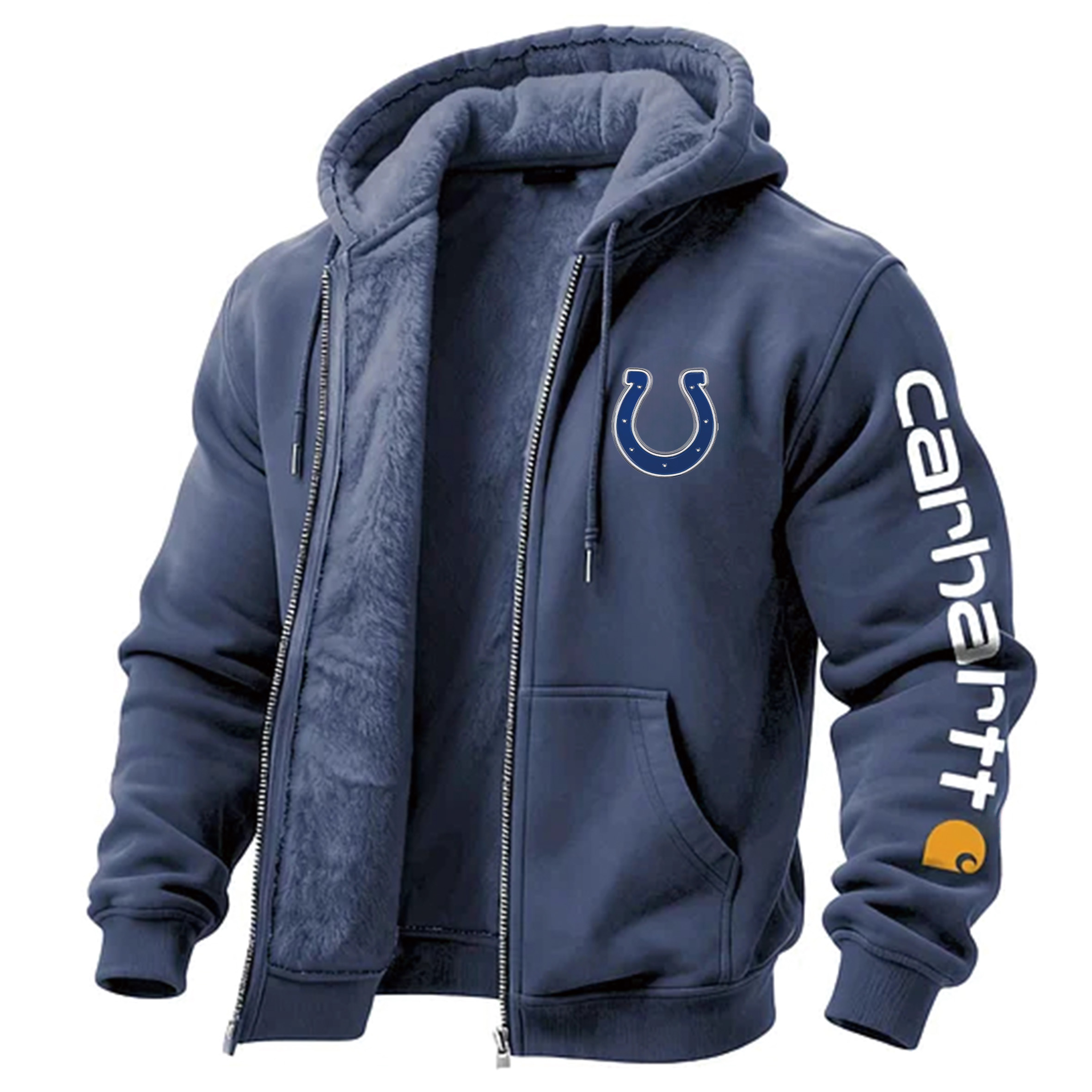 Indianapolis Colts Men's Vintage Fleece Pocket Full Zip Long Sleeve Hoodie Jacket