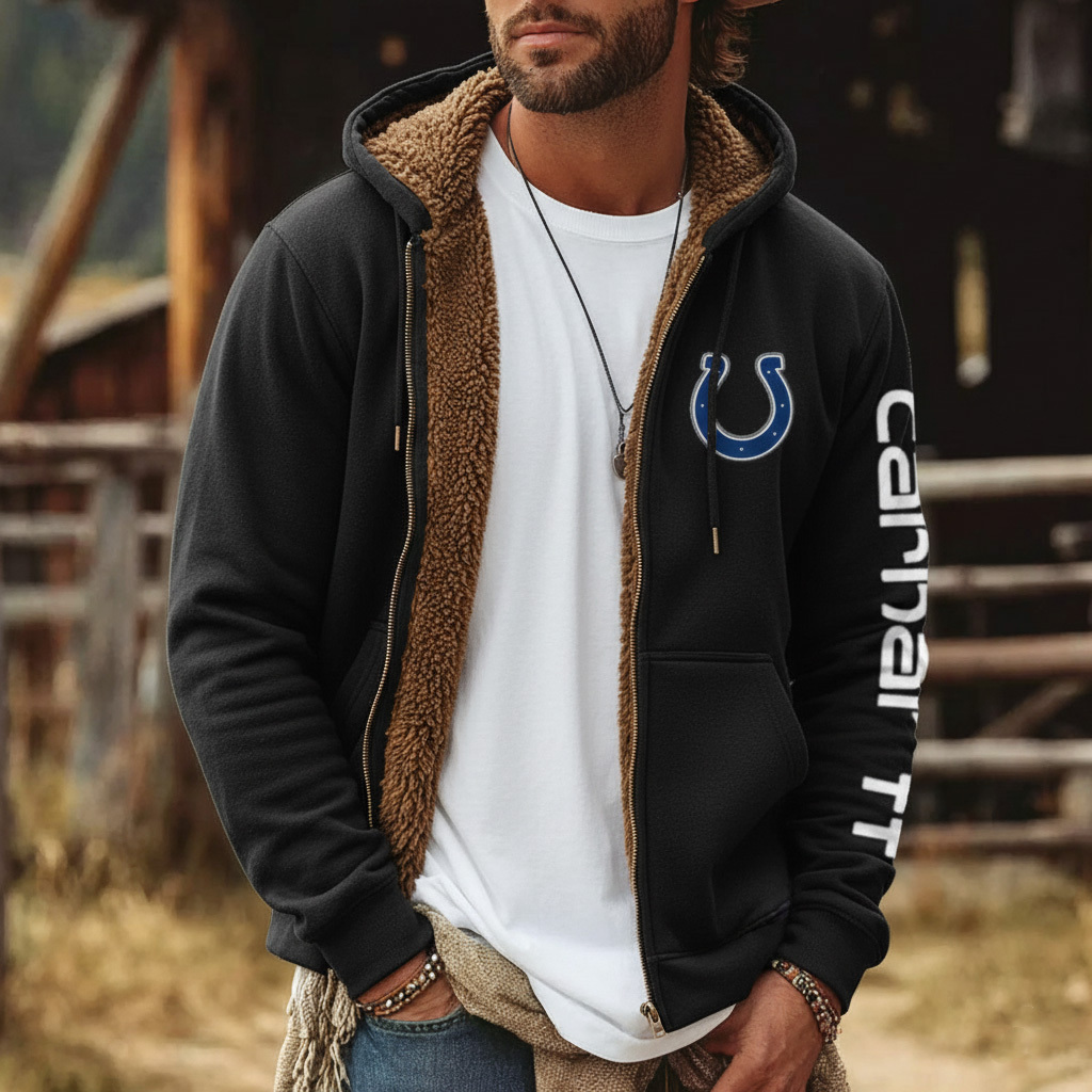 Indianapolis Colts Men's Vintage Fleece Pocket Full Zip Long Sleeve Hoodie Jacket