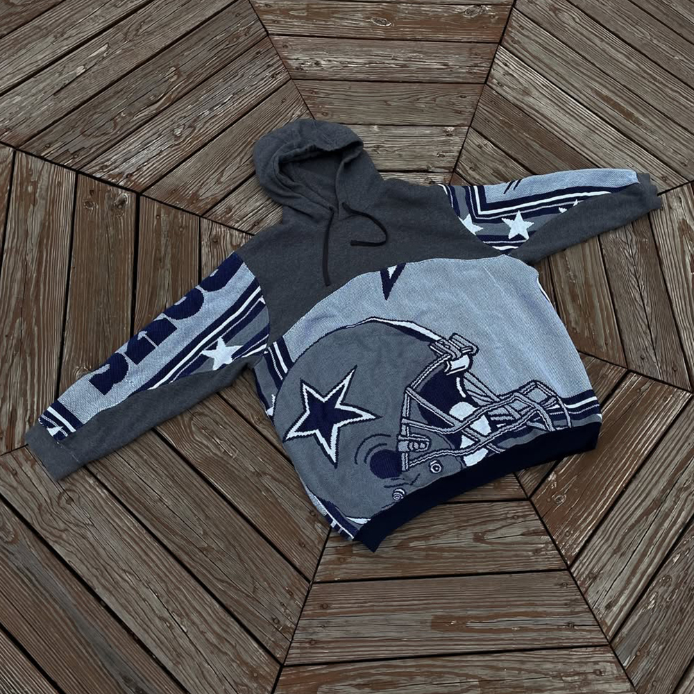 Cowboys Spliced Print Long Sleeve Hoodies