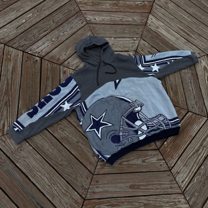 Cowboys Spliced Print Long Sleeve Hoodies