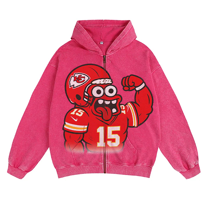 "Kansas City Cartoon quarterback hooded zipper sweatshirt"