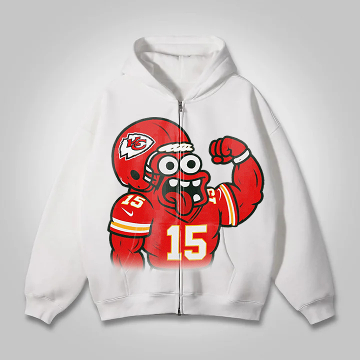 "Kansas City Cartoon quarterback hooded zipper sweatshirt"
