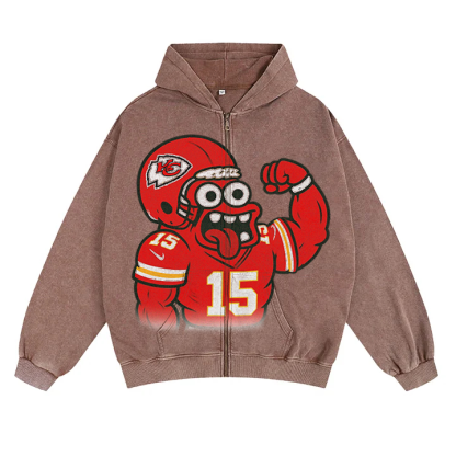 "Kansas City Cartoon quarterback hooded zipper sweatshirt"