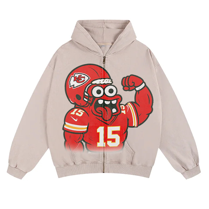 "Kansas City Cartoon quarterback hooded zipper sweatshirt"