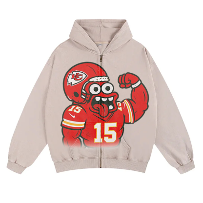 "Kansas City Cartoon quarterback hooded zipper sweatshirt"