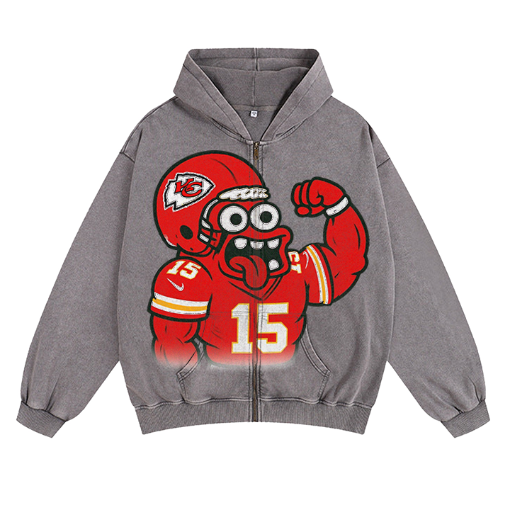"Kansas City Cartoon quarterback hooded zipper sweatshirt"