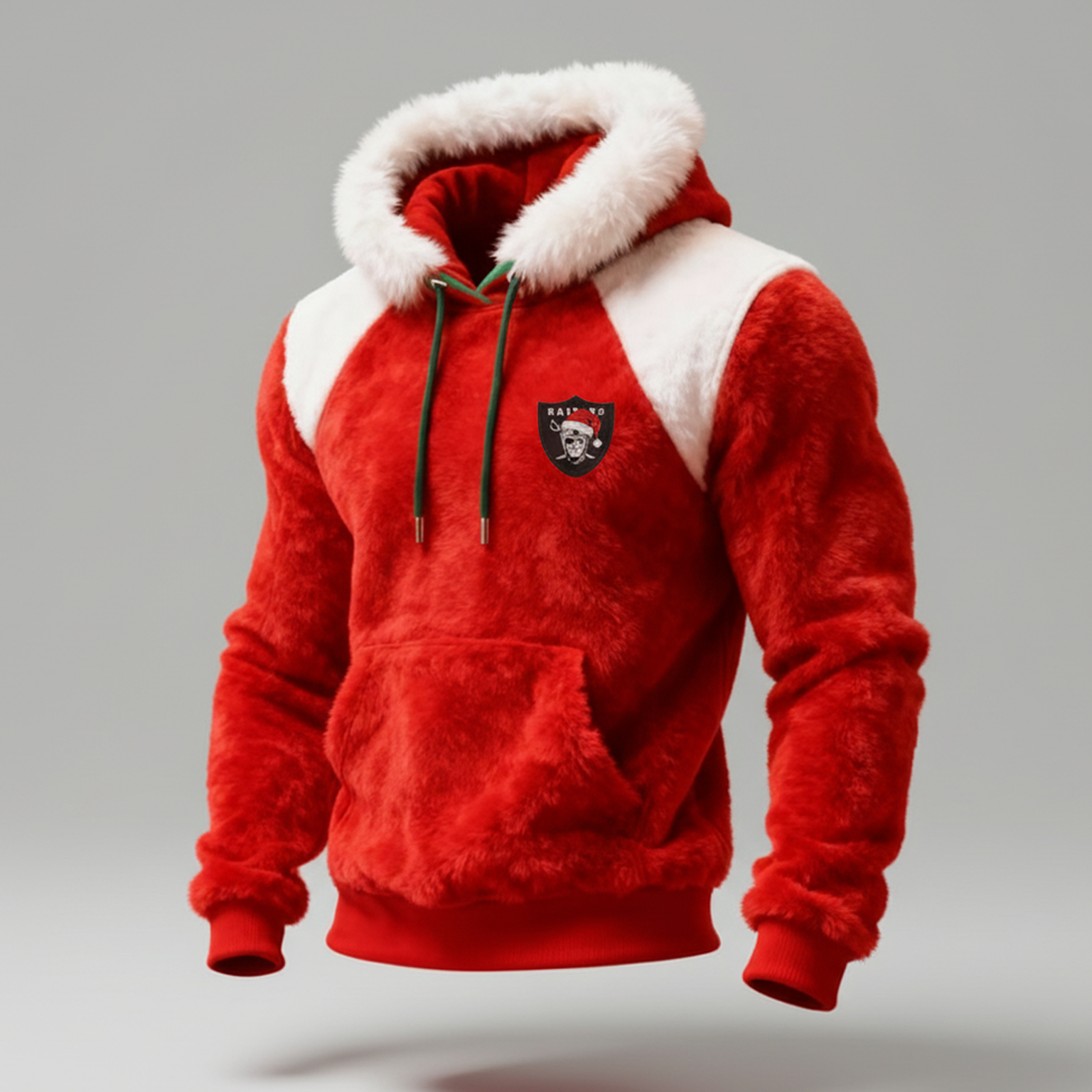 The Las Vegas Raiders' Christmas limited edition skull Christmas hat and red plush hooded sweatshirt
