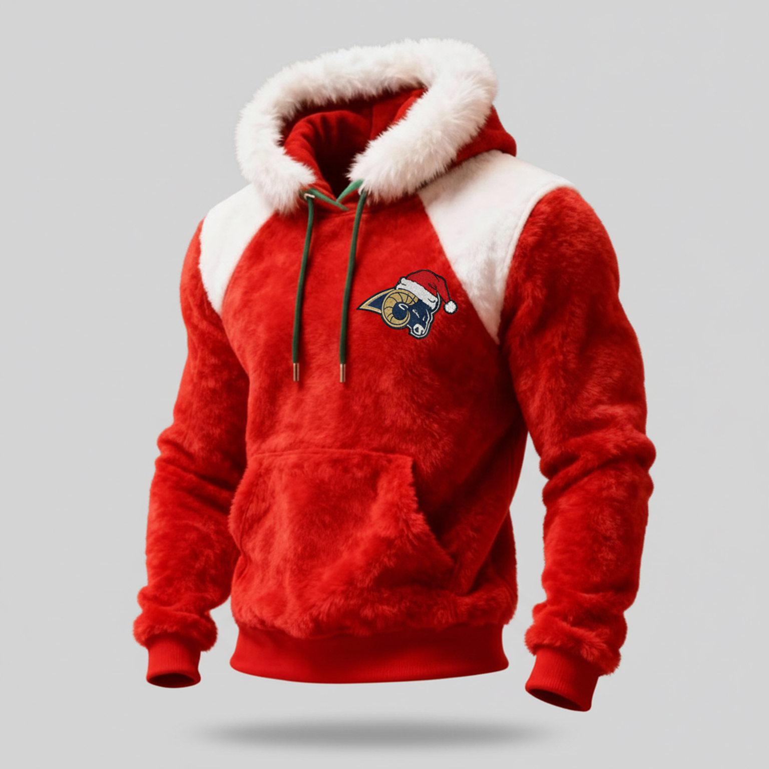 【 Christmas Code 】 Golden Horn Leading Red Plush Hooded Sweatshirt