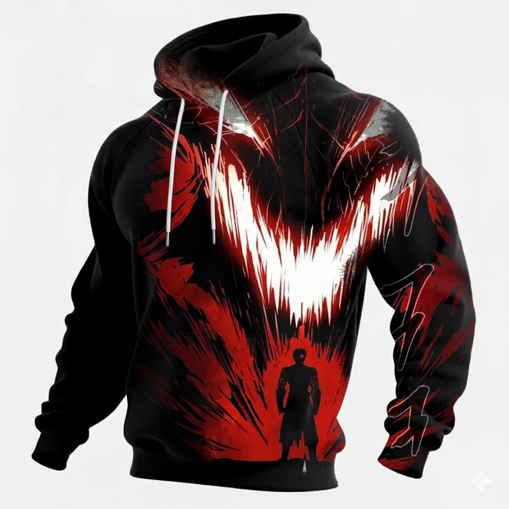 Streetwear Avant-garde chic men's printed casual hooded sweatshirt