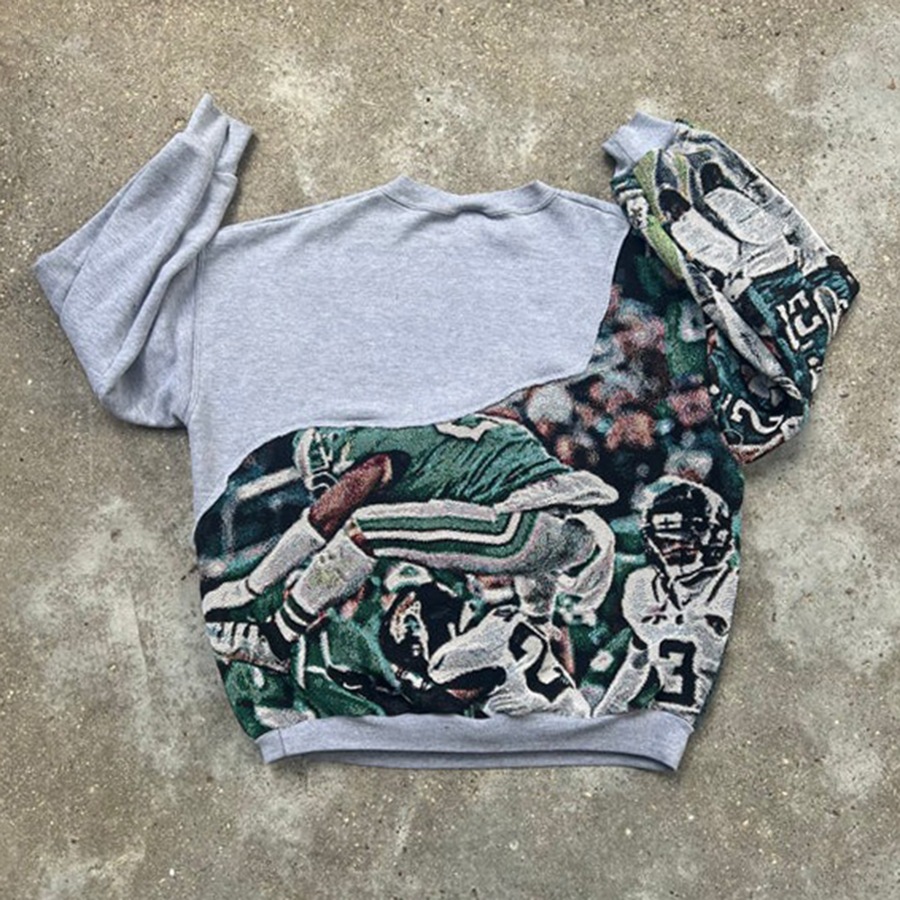 Personalized Eagles Patchwork Print Long Sleeve Hoodies