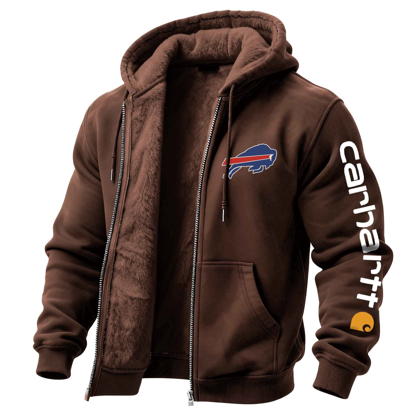 Buffalo Bills Men's Vintage Fleece Pocket Full Zip Long Sleeve Hoodie Jacket