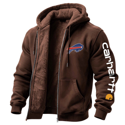 Buffalo Bills Men's Vintage Fleece Pocket Full Zip Long Sleeve Hoodie Jacket