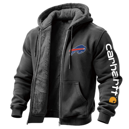 Buffalo Bills Men's Vintage Fleece Pocket Full Zip Long Sleeve Hoodie Jacket