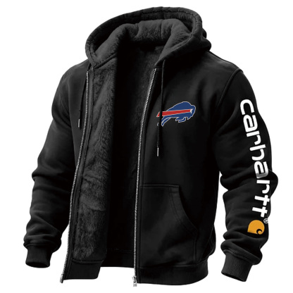 Buffalo Bills Men's Vintage Fleece Pocket Full Zip Long Sleeve Hoodie Jacket