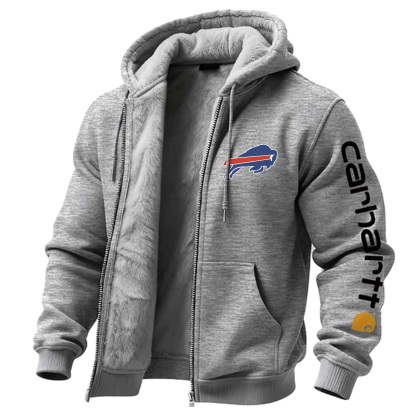 Buffalo Bills Men's Vintage Fleece Pocket Full Zip Long Sleeve Hoodie Jacket