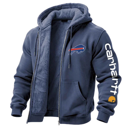 Buffalo Bills Men's Vintage Fleece Pocket Full Zip Long Sleeve Hoodie Jacket