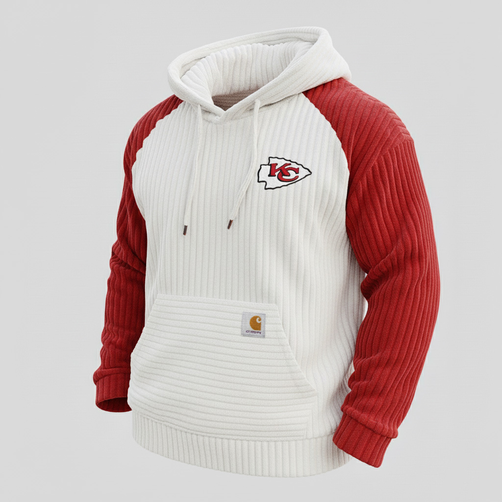 Carhartt ×Kansas City Chiefs color matching  co-branded corduroy hoodie