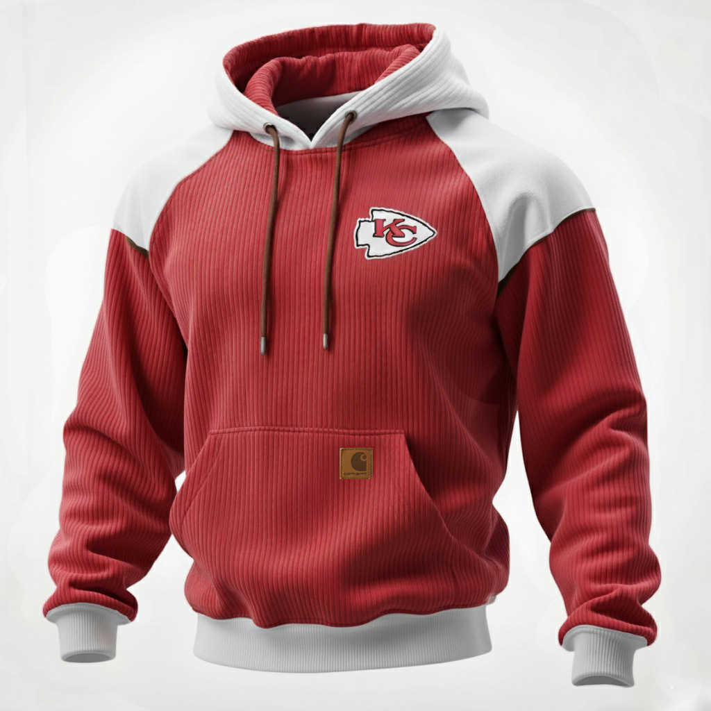 Carhartt ×Kansas City Chiefs color matching  co-branded corduroy comfort hoodie