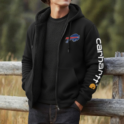 Buffalo Bills Men's Vintage Fleece Pocket Full Zip Long Sleeve Hoodie Jacket