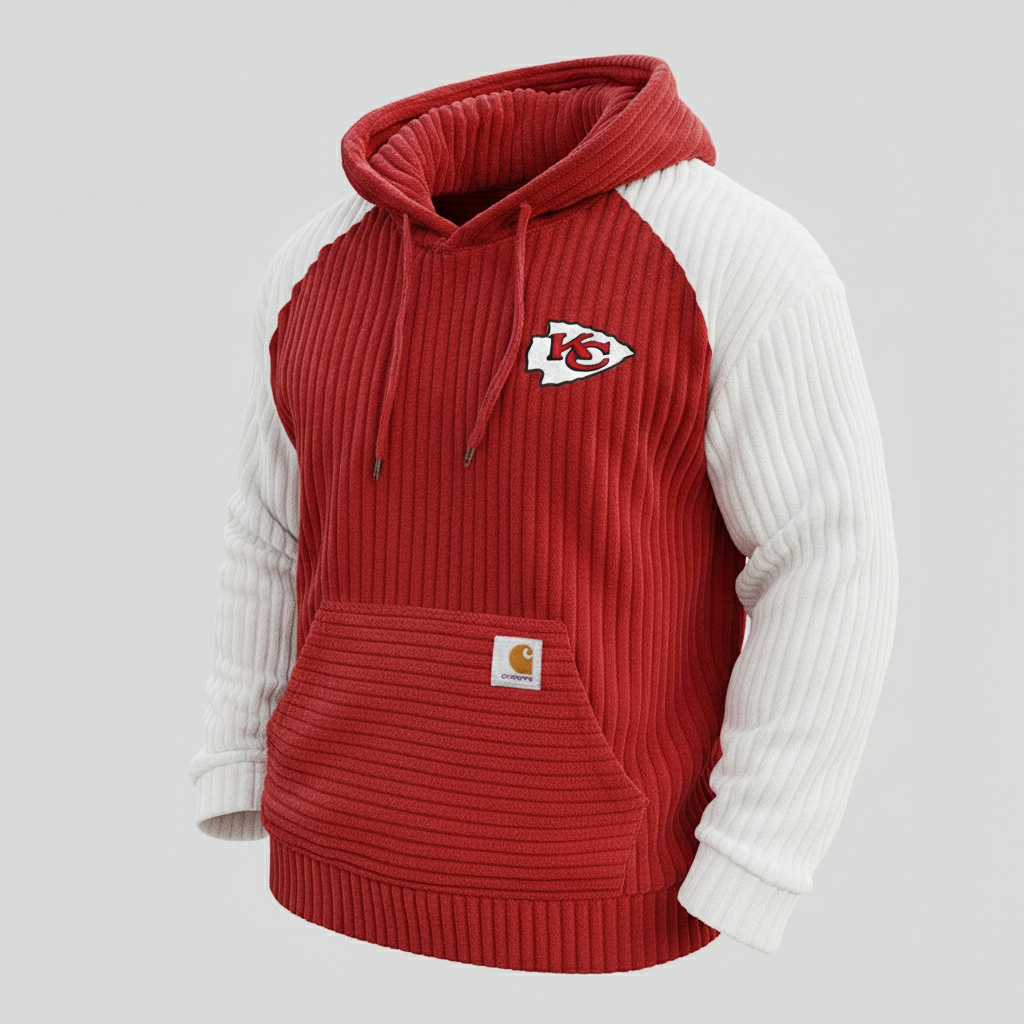 Carhartt ×Kansas City Chiefs color matching  co-branded corduroy hoodie