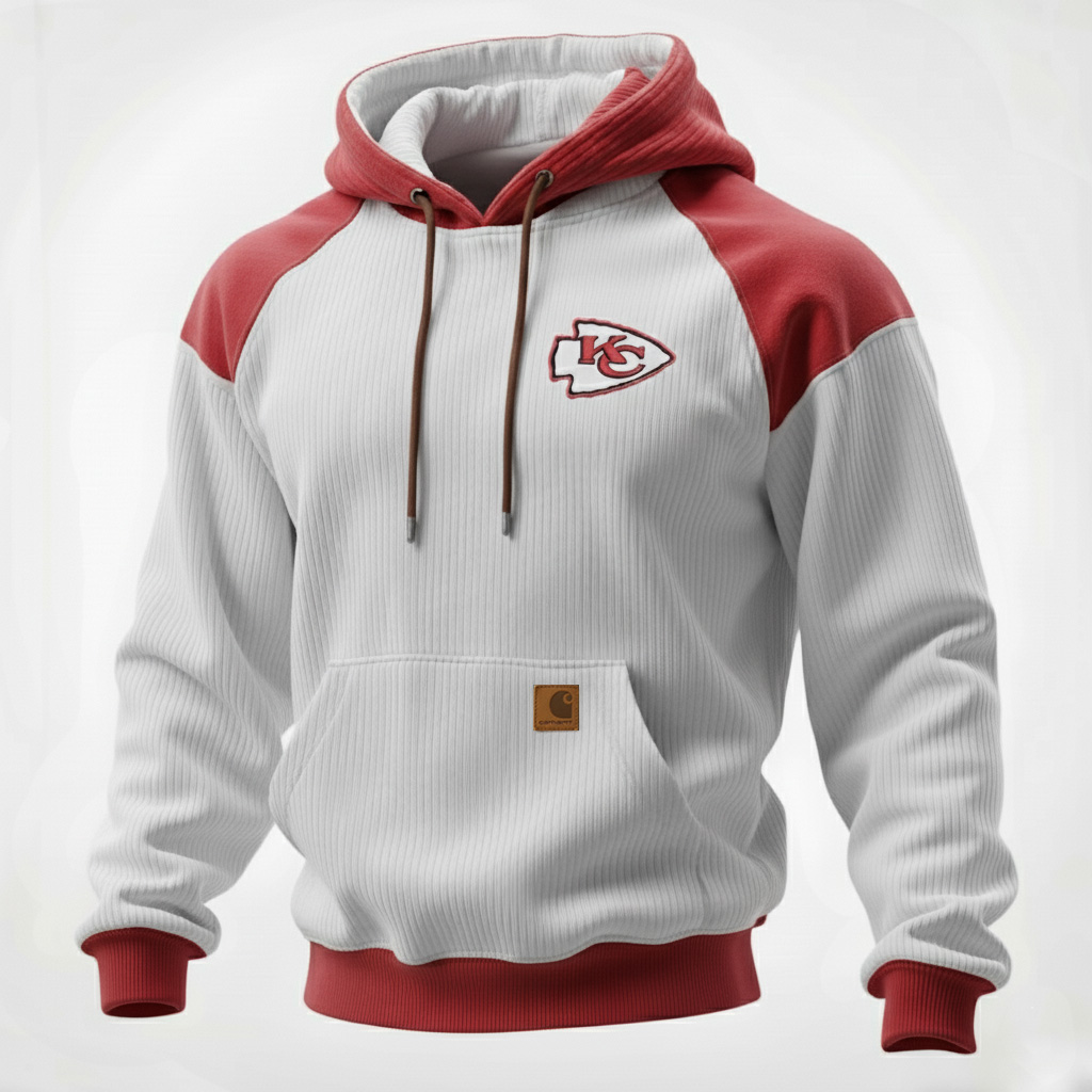 Carhartt ×Kansas City Chiefs color matching  co-branded corduroy comfort hoodie